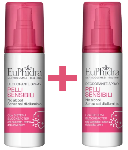 EUPHIDRA DEODORANTE SPRAY PELLI SENSIBILI 2 FLACONI DA 100ML